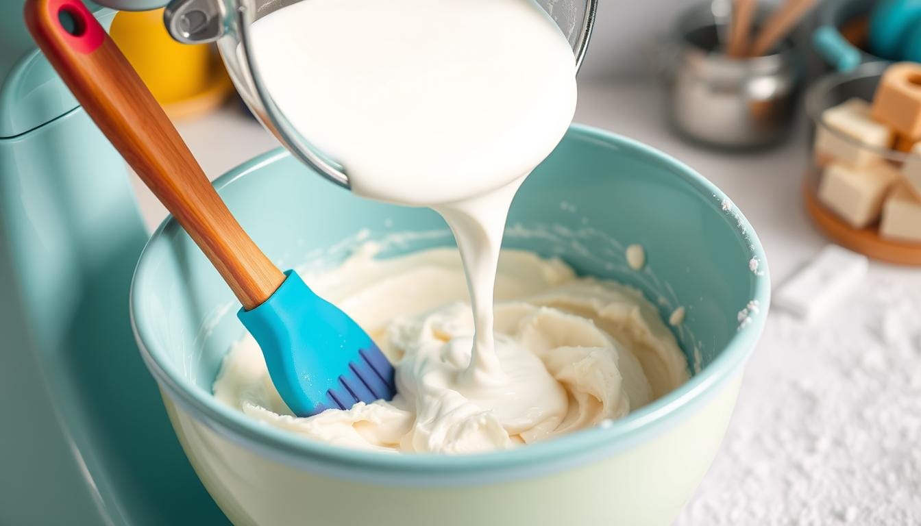 Can I add whipping cream to cake mix?