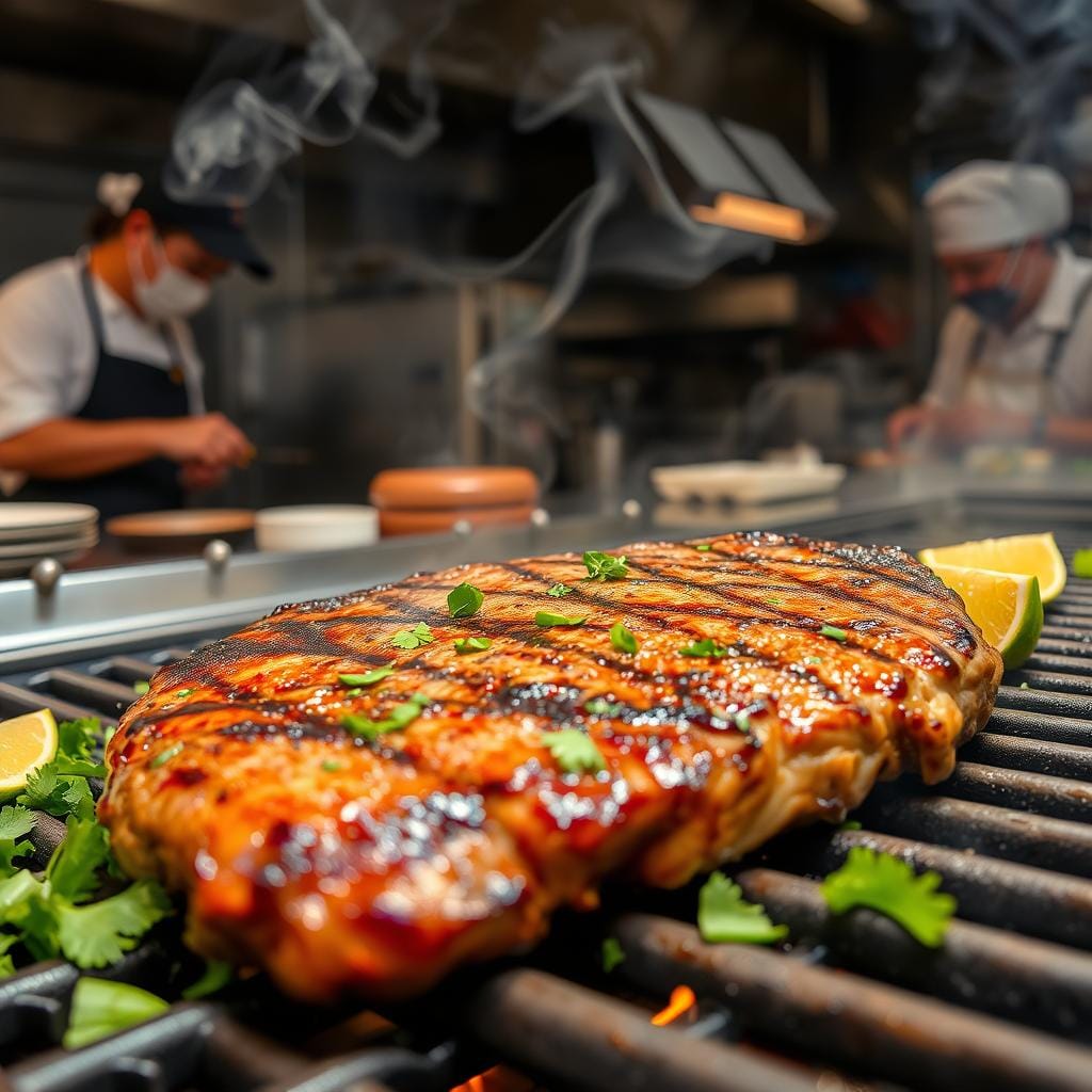 Chipotle steak cooking