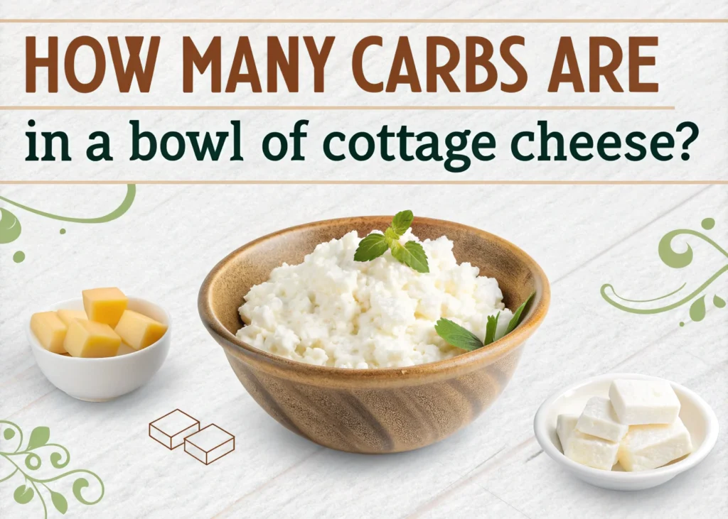 Close-up of a bowl of cottage cheese with a focus on its carb content, suitable for a low-carb or keto diet.