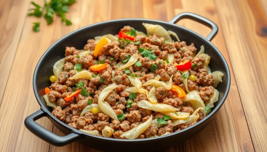 beef and cabbage skillet