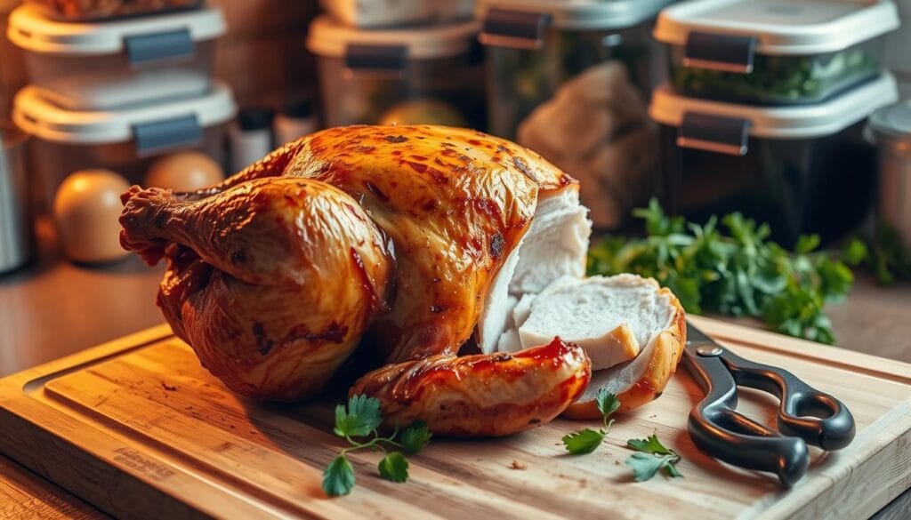 preparing rotisserie chicken for storage