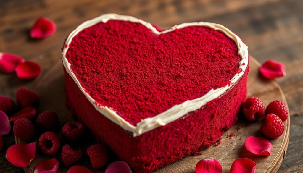 heart shaped red velvet cake